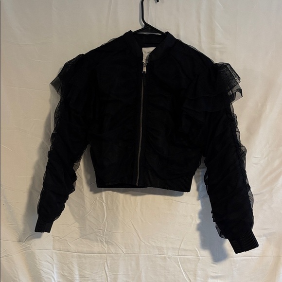 Anthropologie Black Appliqué Bomber Jacket - Picture 9 of 9